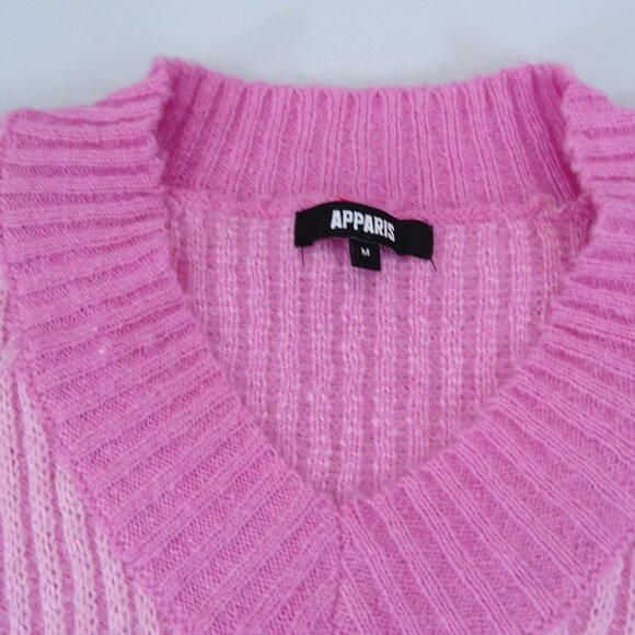 Apparis Anita Sweater Pink Women’s Medium V-Neck Polyester Knit - Picture 2 of 6